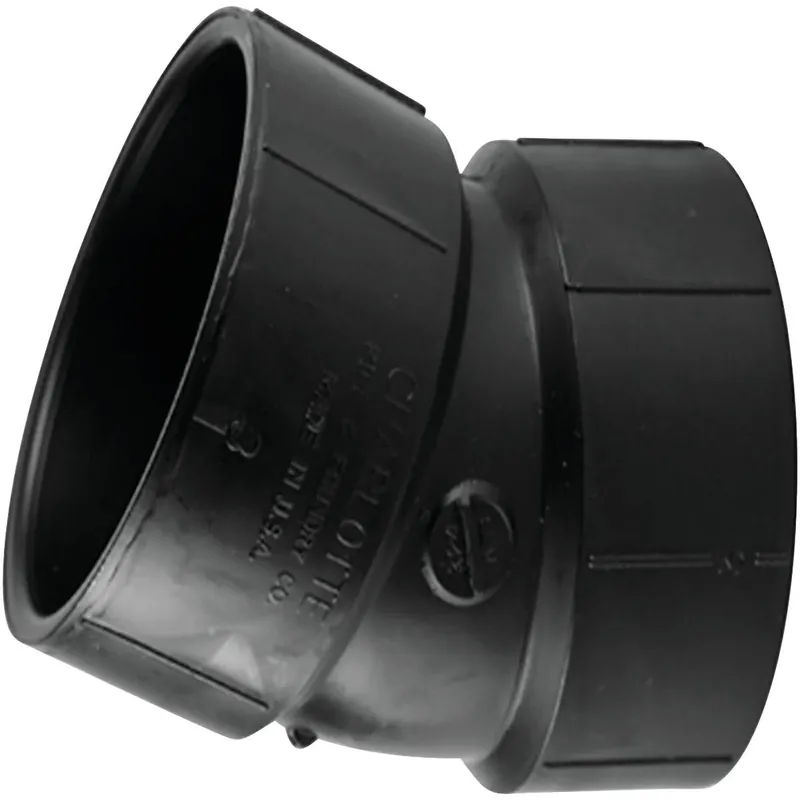 Charlotte Pipe ABS003241200HA Hub x Hub 22-1/2 Deg. ABS Elbow (1/16 Bend)