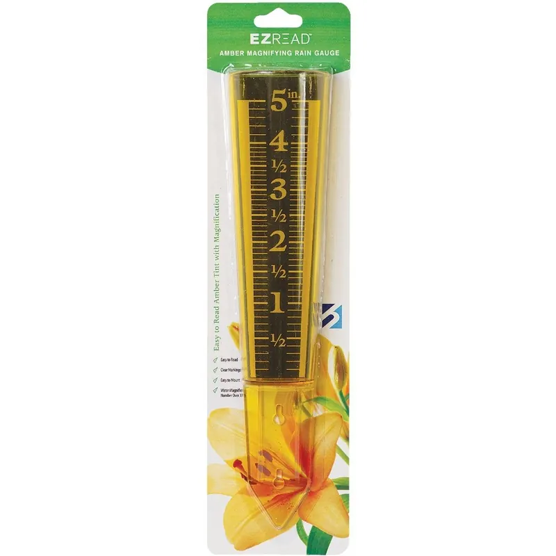 Taylor 820-0600 EZRead 5 In. Plastic Amber Sprinkler & Rain Gauge