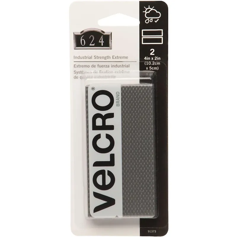 Velcro 91373 Industrial Strength Extreme Black 2 In. x 4 In. Adhesive Hook & Loop Strip (2 Ct.)