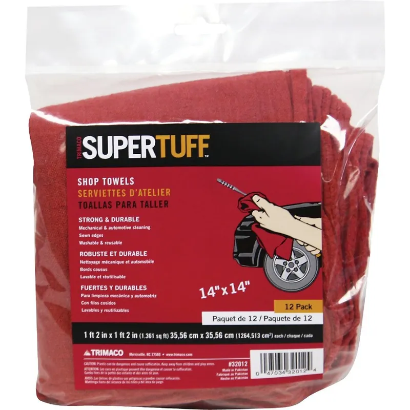 Trimaco 32012 SuperTuff 14 In. Square Washable Shop Towel 12-Pack
