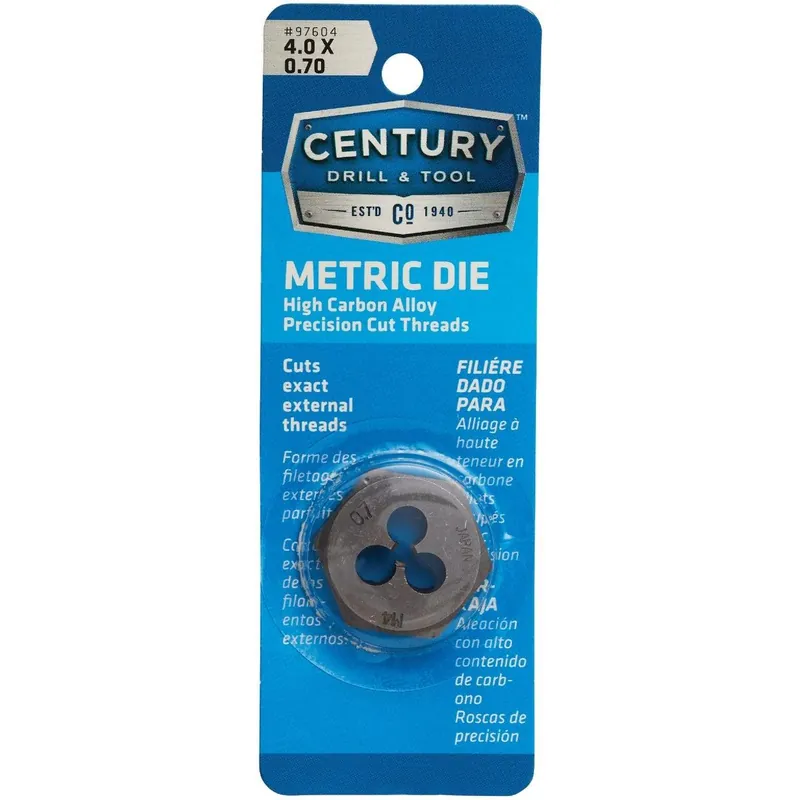 Century Drill Tool 97604 4.0x0.70 NPT 1 In. Across Flats Hexagon Pipe Die