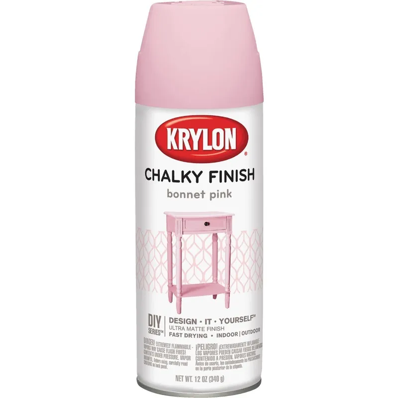 Krylon K04116007 CHALKY FINISH 12 Oz. Ultra Matte Chalk Spray Paint Bonnet Pink