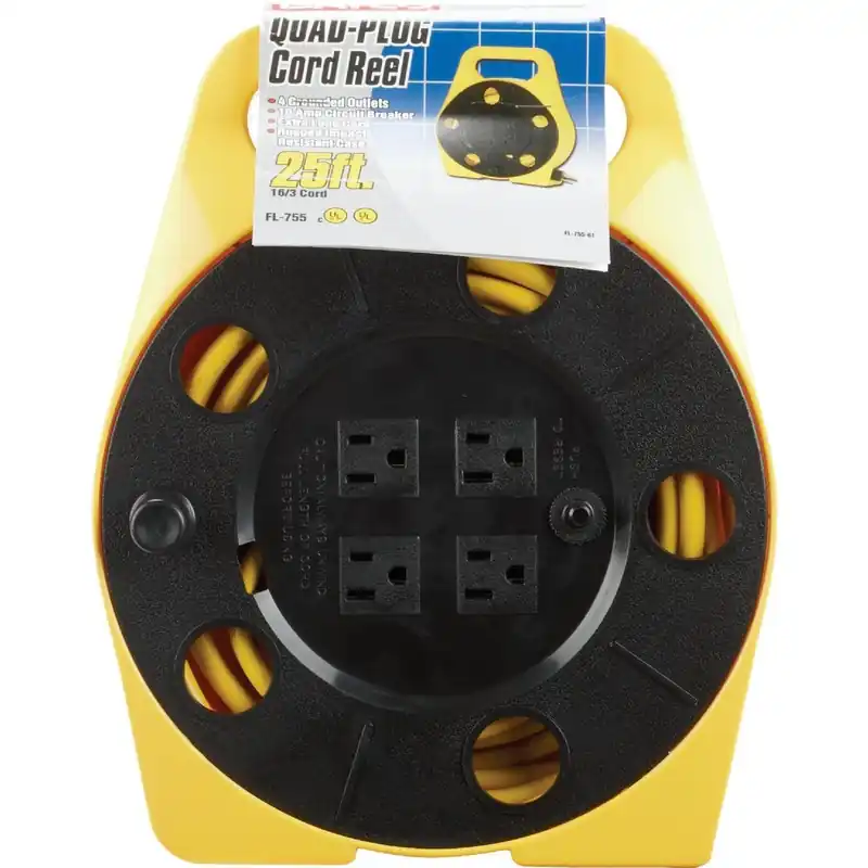 Bayco FL-755PDQ 25 Ft. of 16/3 Cord Capacity Polypropylene Multi-Plug Cord Reel