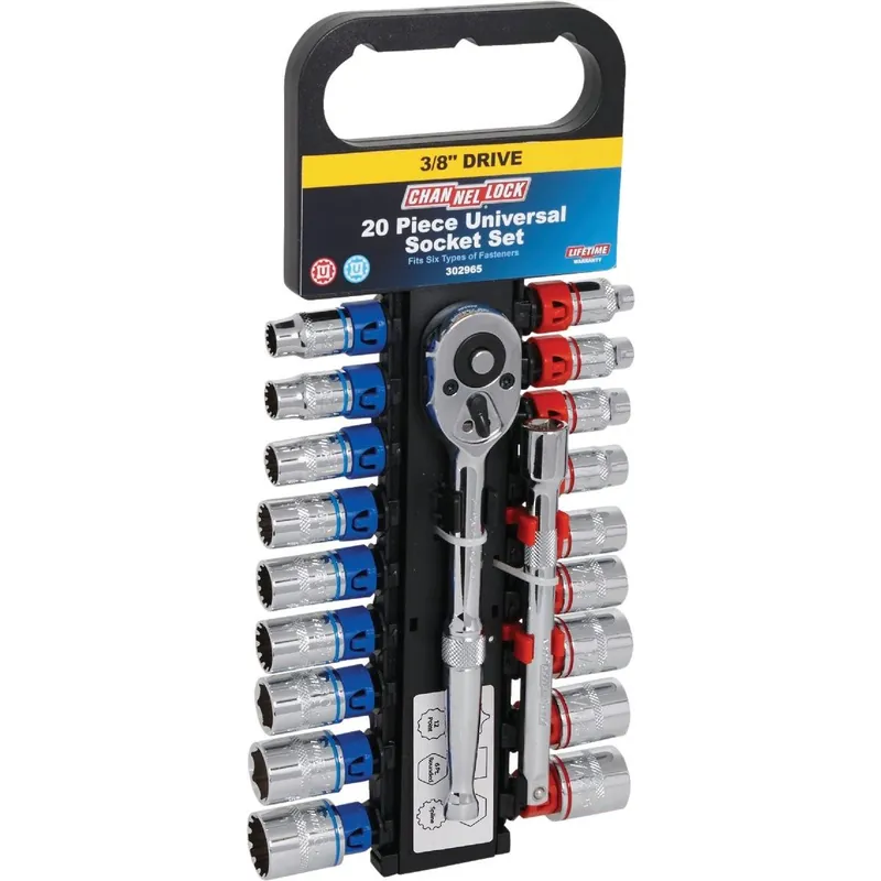 Channellock 302965 Standard/Metric 3/8 In. Drive Universal Ratchet & Socket Set (20-Piece)