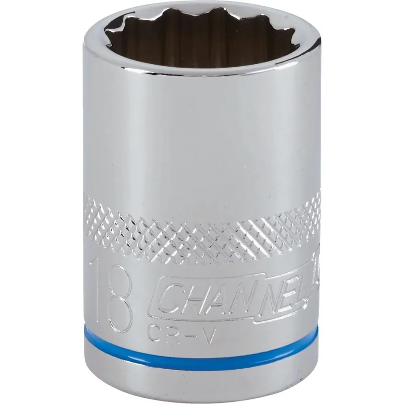 Channellock 397687 1/2 In. Drive 18 mm 12-Point Shallow Metric Socket