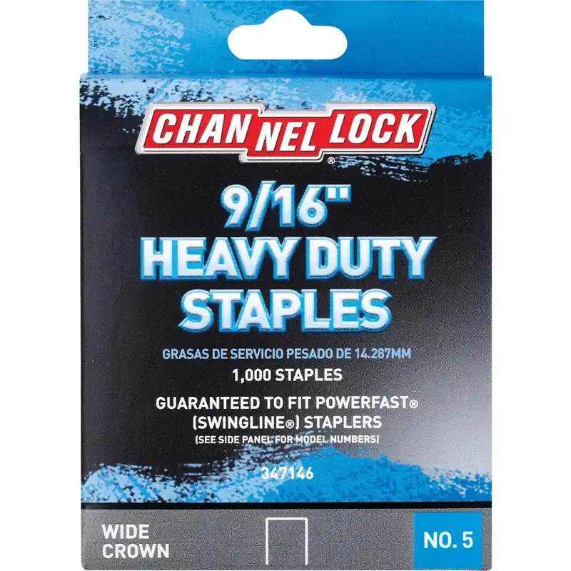 Channellock 347146 No. 5 Heavy-Duty Wide Crown Staple 9/16 In. (1000-Pack)