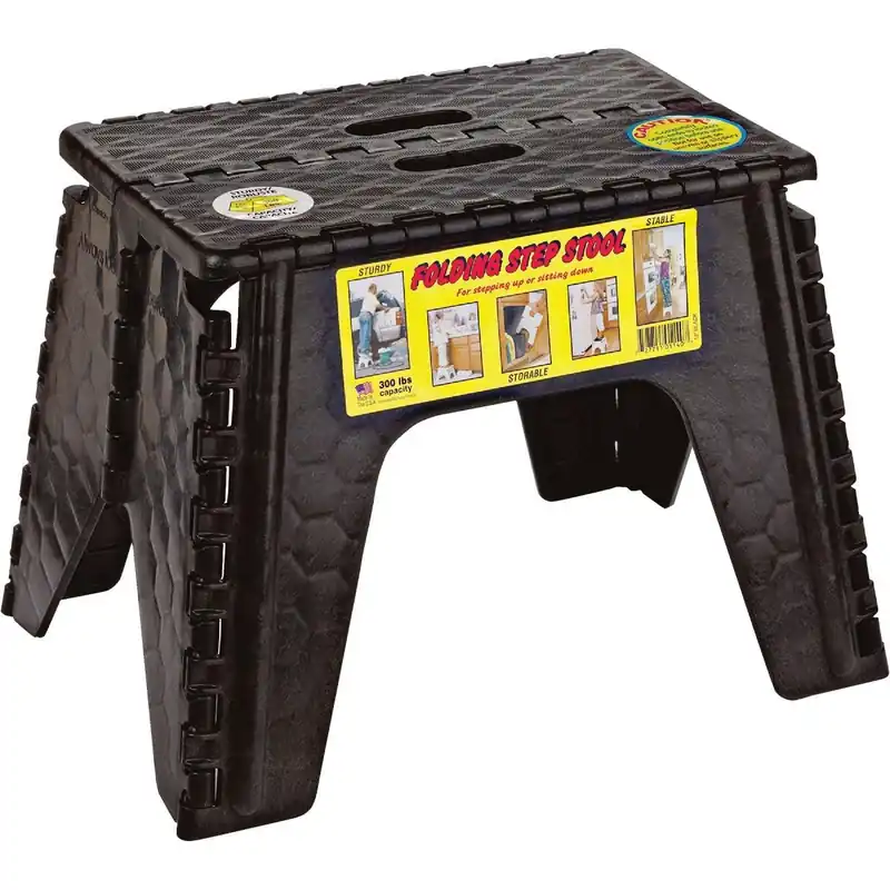 B & R Plastics 103-6BK E-Z Foldz 12 In. 1-Step Folding Step Stool