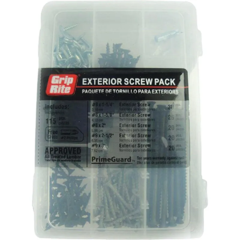 Grip-Rite MPPG10 Exterior Steel Screw Assortment Kit (115 Pcs.)
