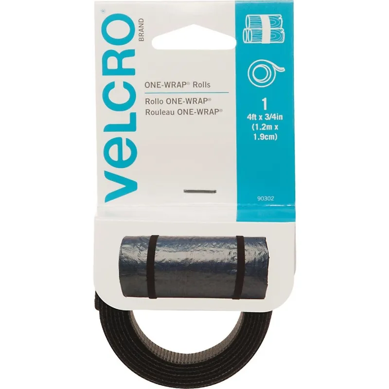 Velcro 90302 One-Wrap 3/4 In. x 4 Ft. Black Multi-Use Hook & Loop Roll