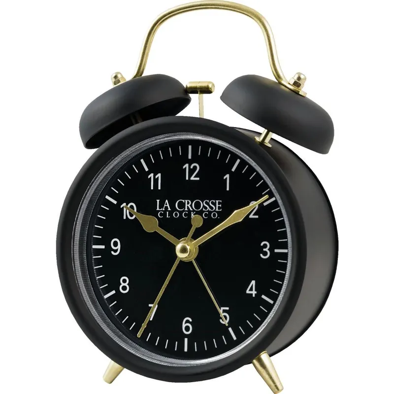 La Crosse Technology 617-3314BG Black Twin Bell Alarm Clock