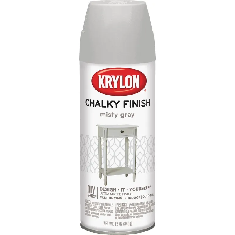 Krylon K04102007 Chalky Finish 12 Oz. Ultra Matte Chalk Spray Paint Misty Gray