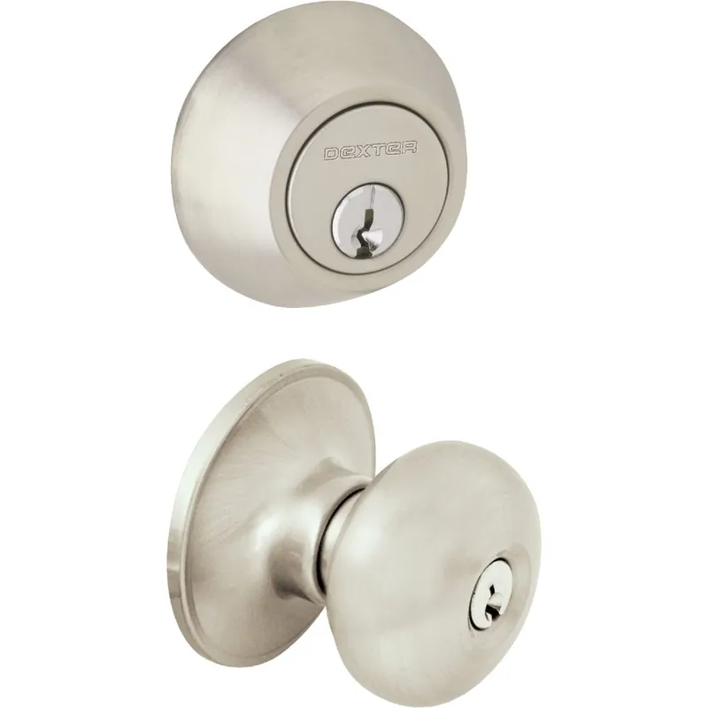 Schlage JC60VSTR619 Dexter Satin Nickel Deadbolt and Door Knob Combo