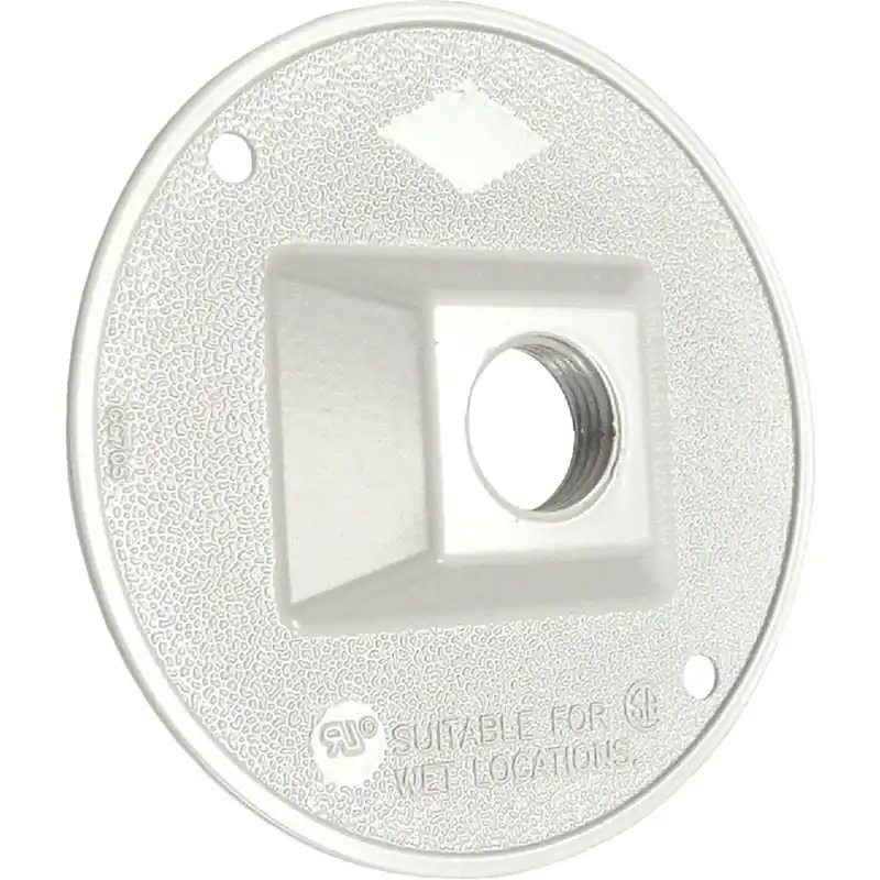 Hubbell 5193-6 4 In. 1-Outlet 1/2 In. NPT White Zinc Weatherproof Electrical Cover