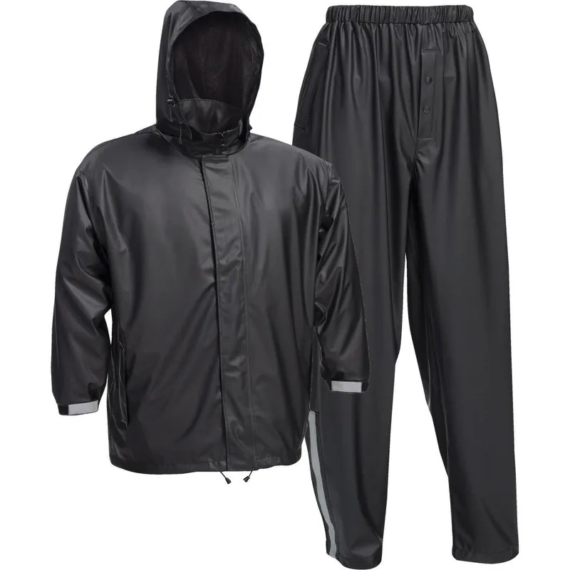 West Chester 44520/M Medium 3-Piece Black Polyester Rain Suit