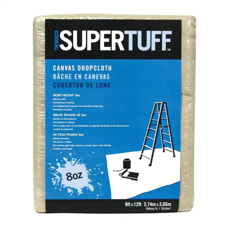 Trimaco 58901 SuperTuff Canvas Drop Cloth 9 Ft x 12 Ft 8 Oz