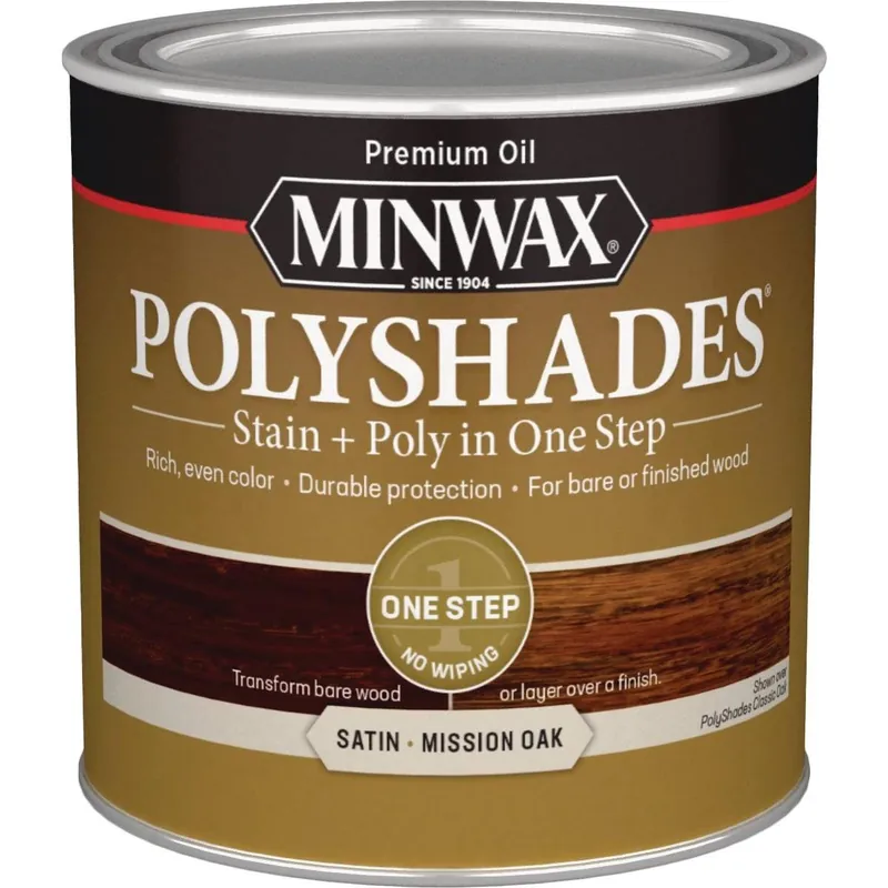 Minwax 213854444 Polyshades 1/2 Pt. Satin Stain & Finish Polyurethane In 1-Step, Mission Oak